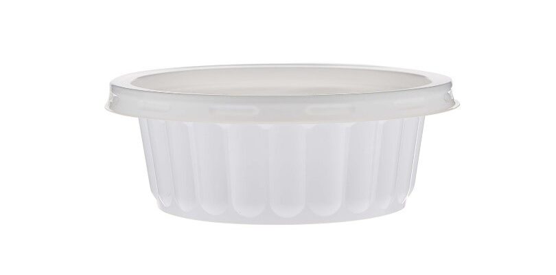 Plastic Ribbed Round Container White - Indo Nara Metal - Muharraq